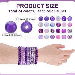 720Pcs 24 Style Round Transparent Frosted & Spray Painted & Baking Paint Round Glass Beads&nbsp;GLAA-PH0001-68