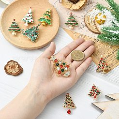 9Pcs 9 Styles Christmas Tree Enamel Pins&nbsp;JEWB-CJ0003-28