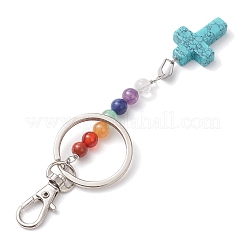 Dyed Synthetic Turquoise Cross Keychain&nbsp;KEYC-JKC01041