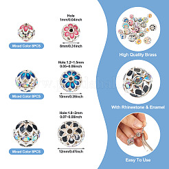 24Pcs 3 Styles Round Brass Rhinestone Beads&nbsp;KK-TA0003-25