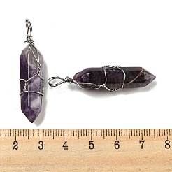 Natural Amethyst Double Terminal Pointed Pendants&nbsp;G-H308-05P-03