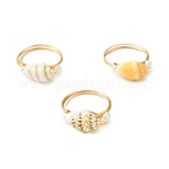 Natural Sea Shell Finger Rings&nbsp;RJEW-TA00168