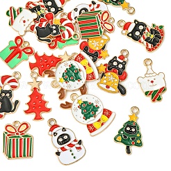 20Pcs 10 Styles Christmas Kitten Alloy Enamel Pendants&nbsp;ENAM-FS0002-14