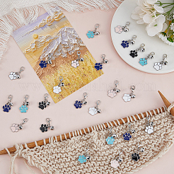 40Pcs 5 Colors Paw Print Alloy Enamel Pendant Decorations&nbsp;HJEW-DC00186