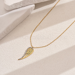 Stainless Steel Crystal Rhinestone Hollow Wing Pendant Necklaces for Women Daily Wear&nbsp;JF5820