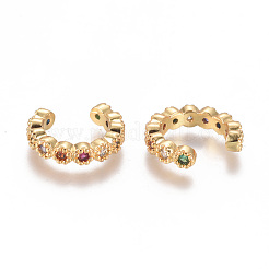 Golden Plated Brass Micro Pave Cubic Zirconia Cuff Earrings&nbsp;EJEW-L244-22A