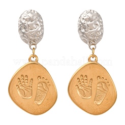 304 Stainless Steel Two Tone Dangle Stud Earrings&nbsp;EJEW-Q044-02G