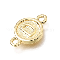 Brass Disc with Initial Links Connector Charms&nbsp;KK-E802-36G-D