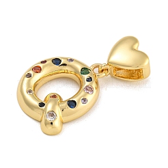 Brass Micro Pave Colorful Cubic Zirconia Pendants&nbsp;KK-P281-01G-Q