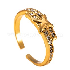 304 Stainless Steel Rhinestone Cuff Open Rings&nbsp;WG0D57E-01