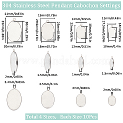 40Pcs 4 Styles 304 Stainless Steel Pendant Cabochon Settings&nbsp;STAS-SC0006-18