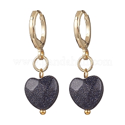 2 Pairs Brass Synthetic Blue Goldstone Earrings&nbsp;EJEW-JE06617