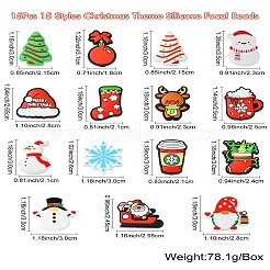 15Pcs 15 Styles Christmas Theme Silicone Focal Beads&nbsp;SIL-CJ0001-70