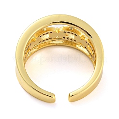 Hollow Oval Shape Brass Micro Pave Cubic Zirconia Open Cuff Ring&nbsp;RJEW-Q782-07G