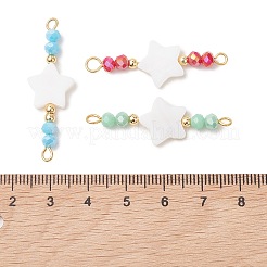 9Pcs 9 Colors Natural Freshwater Shell & Electroplate Glass Beads Connector Charms&nbsp;PALLOY-TA00396