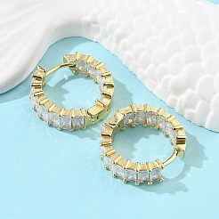 Brass Micro Pave Cubic Zirconia Huggie Hoop Earrings&nbsp;EJEW-K083-37G-B