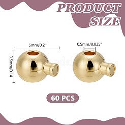 60Pcs Brass Crimp Beads&nbsp;KK-HY0004-18