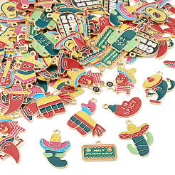 72Pcs 18 Styles Cinco De Mayo Theme Alloy Enamel Pendants&nbsp;ENAM-TA0003-18
