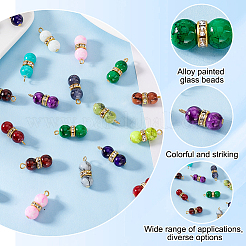 60Pcs 15 Color Baking Paint Glass Round Beaded Pendants&nbsp;PALLOY-HY00032