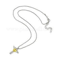 Cubic Zirconia Fairy with Heart Pendant Necklace with Box Chains&nbsp;LS-NJEW-C004-01B