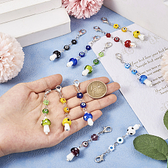 32Pcs 8 Colors Handmade Evil Eye Lampwork Pendant Decoration&nbsp;HJEW-TA0001-10