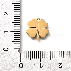 304 Stainless Steel Four Leaf Clover Charms&nbsp;STAS-Q348-14G-01B