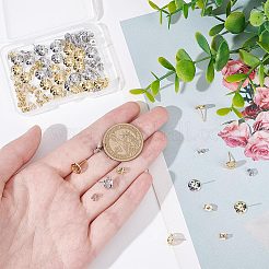 20 Pairs 2 Color Brass Stud Earring Findings&nbsp;KK-BC0010-63
