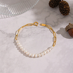 Natural Freshwater Pearl Beaded Link Bracelets&nbsp;FT4908