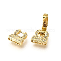 Arch Brass Micro Pave Clear Cubic Zirconia Fold Over Clasps&nbsp;KK-V008-22G