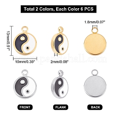 12Pcs 2 Colors Fashion 304 Stainless Steel Enamel Charms&nbsp;STAS-UN0035-98