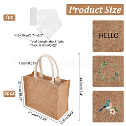 8Pcs Rectangle Burlap Tote Bags&nbsp;ABAG-NB0002-04A