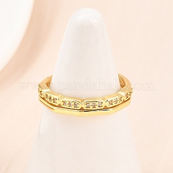 Brass Micro Pave Cubic Zirconia Cuff Rings for Women&nbsp;RJEW-Z113-21G