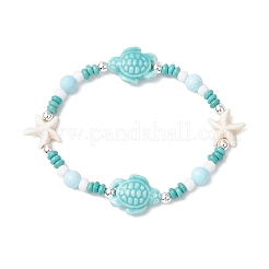 3Pcs Synthetic Turquoise & Porcelain & Dyed Natural Howlite Beads Stretch Bracelets for Women&nbsp;X-BJEW-JB11793