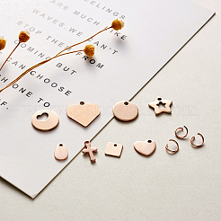 304 Stainless Steel Stamping Blank Tag Charms Sets&nbsp;STAS-TA0004-12RG