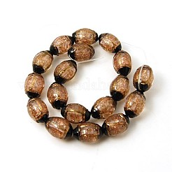 Handmade Gold Sand Lampwork Beads Strands&nbsp;LAMP-G066-M