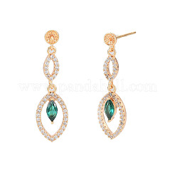 Brass Micro Pave Cubic Zirconia Stud Earring Findings&nbsp;KK-S364-150