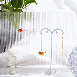 2 Pairs 2 Colors Resin Fish & Glass Ball Asymmetrical Earrings&nbsp;EJEW-AN0002-32