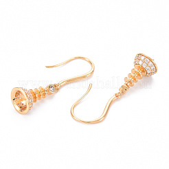 Brass Micro Pave Clear Cubic Zirconia Earring Hooks&nbsp;KK-T062-204G-NF