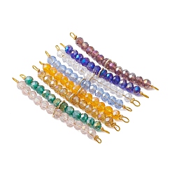 8Pcs 8 Colors Glass Faceted Rondelle Beaded Connector Charms&nbsp;PALLOY-JF04761