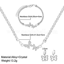Butterfly Alloy with Crystal Rhinestone Pendant Necklace & Hoop Earring & Link Bracelet&nbsp;FS-WG7F609-01