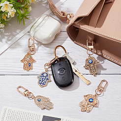 5Pcs 5 Colors Hamsa Hand/Hand of Miriam with Evil Eye Alloy Enamel Pendant Decoration&nbsp;HJEW-NB0001-75