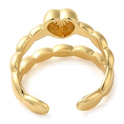 Heart Brass Open Cuff Ring for Women&nbsp;RJEW-Z070-05G-03