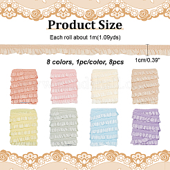8Pcs 8 Colors 1M Polyester Ruffled Elastic Lace Trim&nbsp;OCOR-NB0001-93A