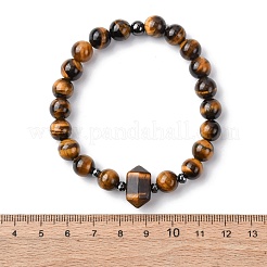 Natural Tiger Eye Beaded Stretch Bracelet for Women&nbsp;BJEW-A145-01E