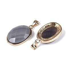 Natural Grey Agate Pendants&nbsp;G-Q606-92G-02