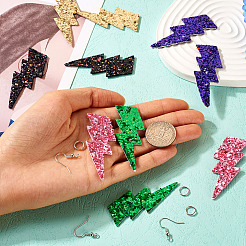 10Pcs 5 Colors Imitation Leather Lightning Bolt Dangle Earring Making Kits&nbsp;EJEW-TA0001-43