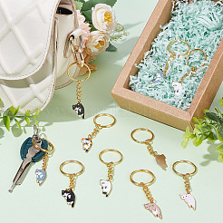 12Pcs 6 Colors Cute Cat Alloy Enamel Charm Keychains&nbsp;KEYC-PH01512