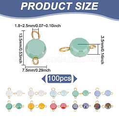 100Pcs Electroplate Opaque Glass Connector Charms&nbsp;PALLOY-GO0001-39