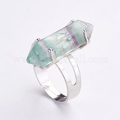 Natural Fluorite Finger Rings&nbsp;X-RJEW-P120-A04