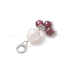 Natural Gemstone & Cultured Freshwater Pearl Pendants&nbsp;PALLOY-JF05142-02